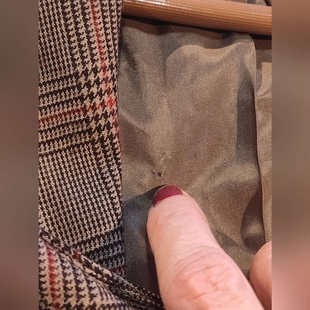 Casual Corner Women's 100% Wool 80s Brown And Rust Plaid Blazer Jacket | Sz 6 - Picture 9 of 9